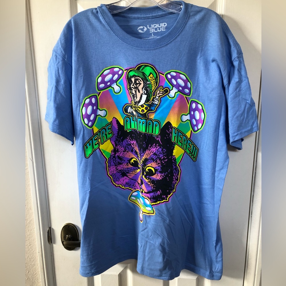 Liquid Blue Madhatter Tee Graphic T-Shirt-Alice in Wonderland- Size L